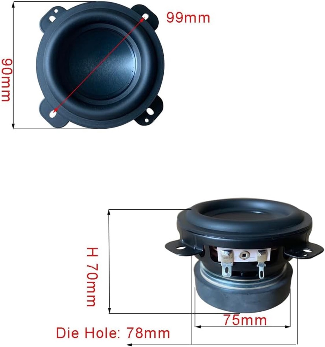 Full Range Luidspreker - 3.5 Inch Speaker - Auto Audio - 20 Watt Vermogen - 4 Ohm Impedantie
