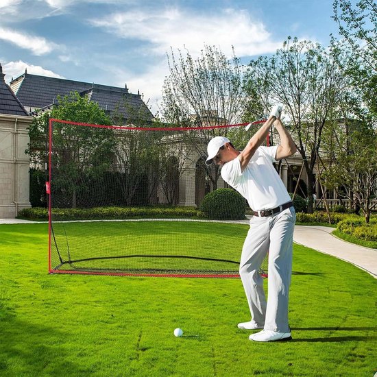 Golftrainingsnet - Oefennet Golf - Golfvaardigheden Verbeteren - Schokabsorberende Constructie - 305 x 213 cm - Zwart — afbeelding 5