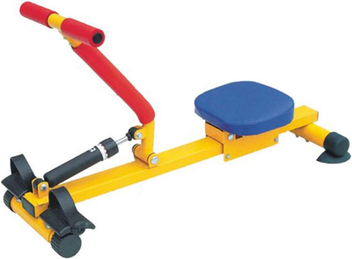 Roeitrainer Kinderen - Fitnessapparaat - Kracht opbouwen - Hydraulische weerstand - 65x37x90 cm - Geel