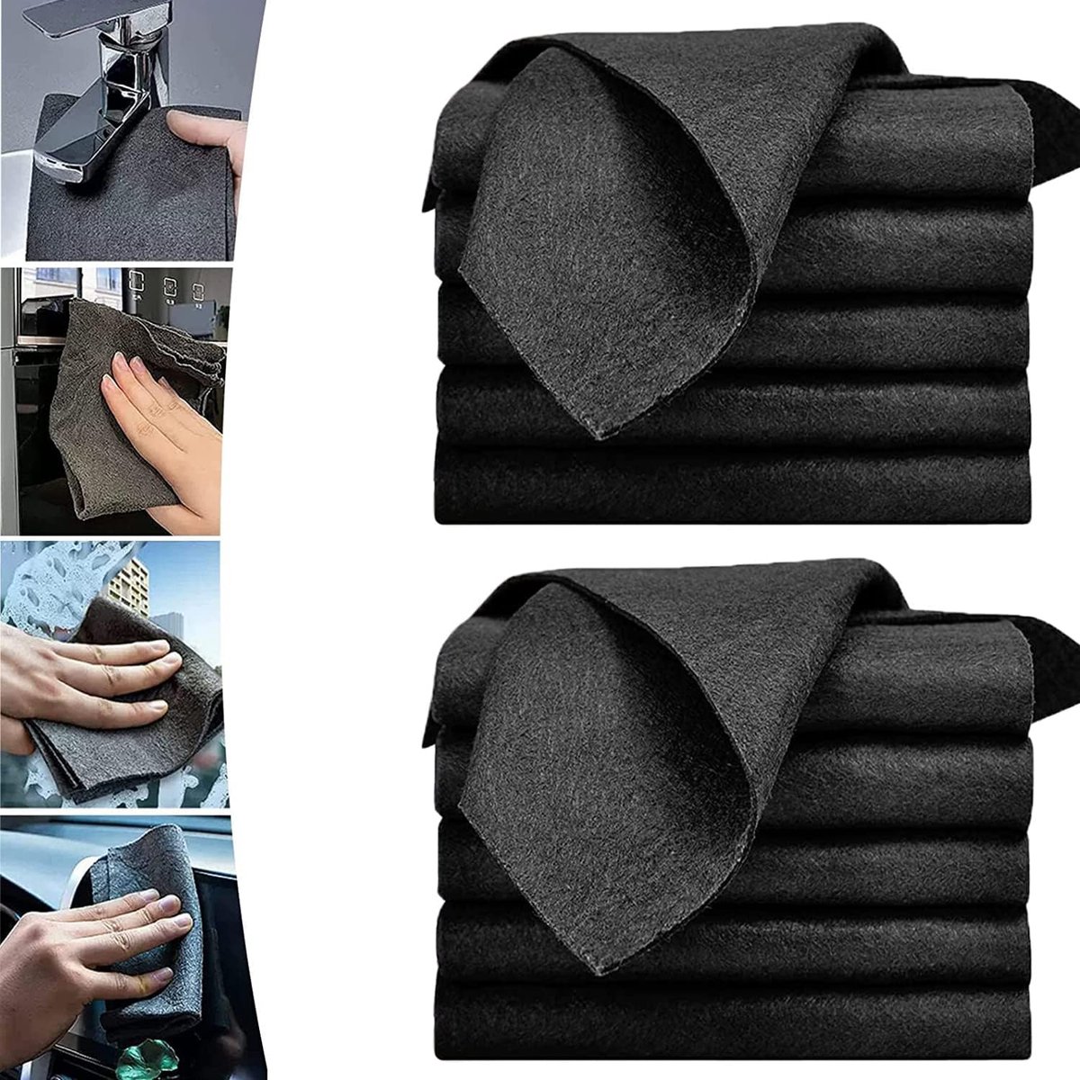Schoonmaakdoeken Set - Microfiber Doeken - Streeploos Reinigen - Verdikt Materiaal - 10 Stuks