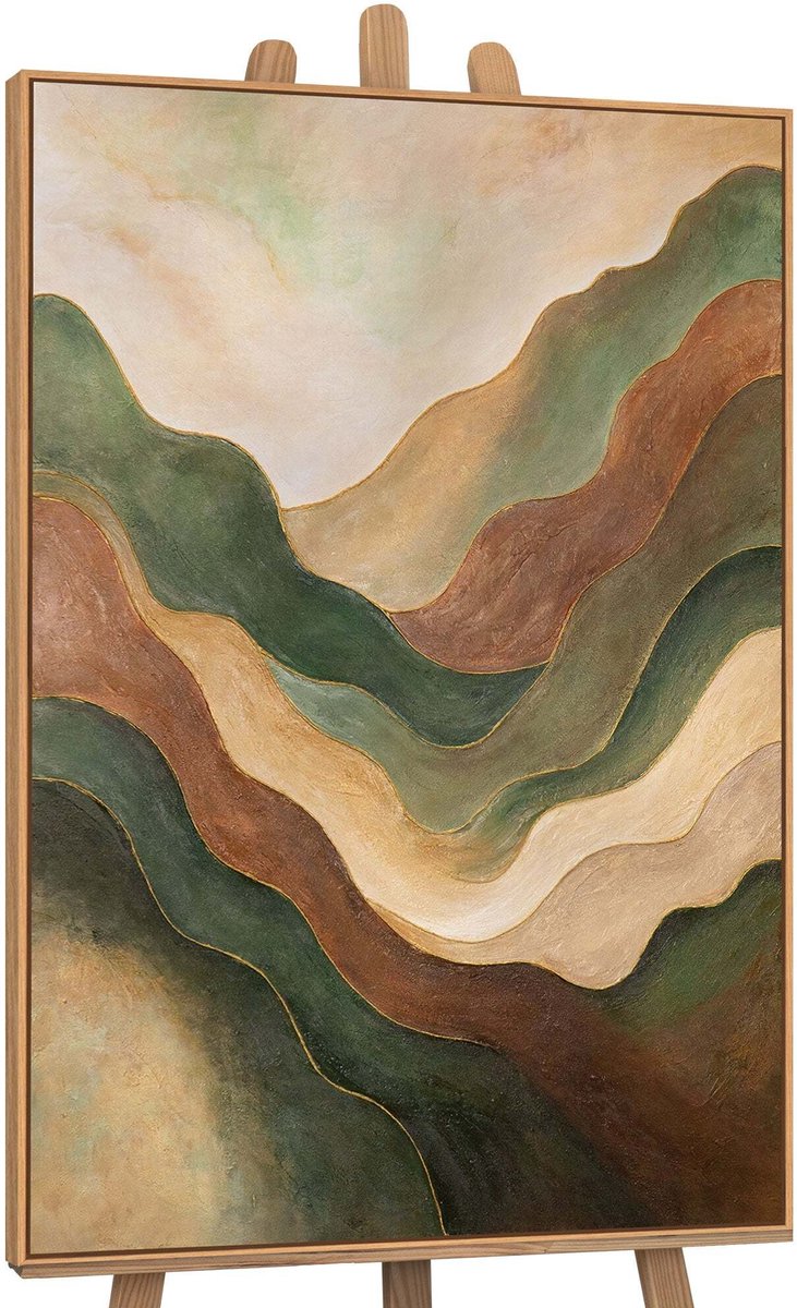 YS Canvas schilderij handgeschilderd dance of the hills abstract – YS-Art Gallery – Luxe wanddecoratie voor woonkamer – Modern schilderij voor slaapkamer en hal Wood