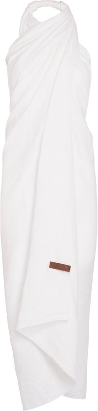 Knit Factory Liv Pareo - XL Sjaal - Sarong - Stranddoek - Strandlaken - Strandjurk voor Dames - Woolwhite - Wit - Duurzaam & Milieuvriendelijk - 100% Biologisch katoen