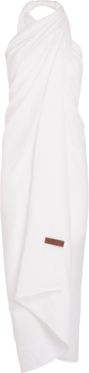 Knit Factory Liv Pareo - XL Sjaal - Sarong - Stranddoek - Strandlaken - Strandjurk voor Dames - Woolwhite - Wit - Duurzaam & Milieuvriendelijk - 100% Biologisch katoen