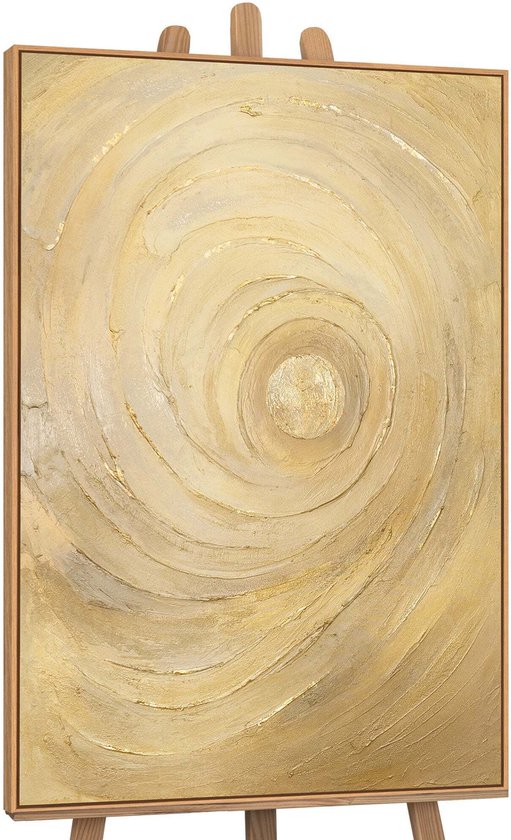 YS Schilderij - Toile peinte à la main 120x80 cm - Décoration murale Abstract - Goud - Zwart goud - Décoration murale salon - Décoration chambre à coucher - Accessoires de chambre - Tableau abstract noir blanc - tableau art moderne
