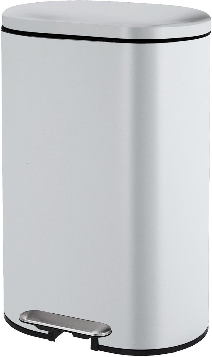Bayt Prullenbak - Pedaalemmer 50 Liter -Prullenbak 50 Liter - Vuilnisbak 50 Liter - Prullenbak Afvalscheiding - Afvalbak- RVS - Wit