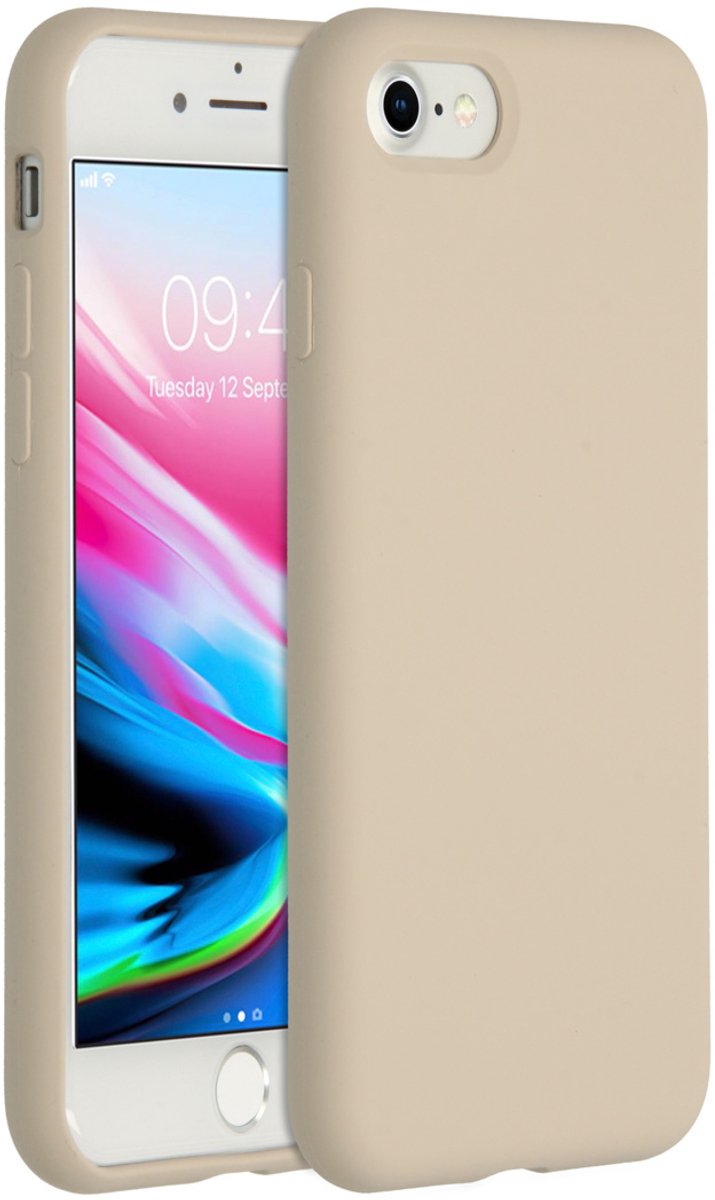 iPhone 8 hoesje - iPhone 7 hoesje - iPhone SE 2020 hoesje - hoesje iPhone SE 2020 - hoesje iPhone 8 - hoesje iPhone 7 - Siliconen hoesje - Bruin - Accezz Liquid Silicone Backcover