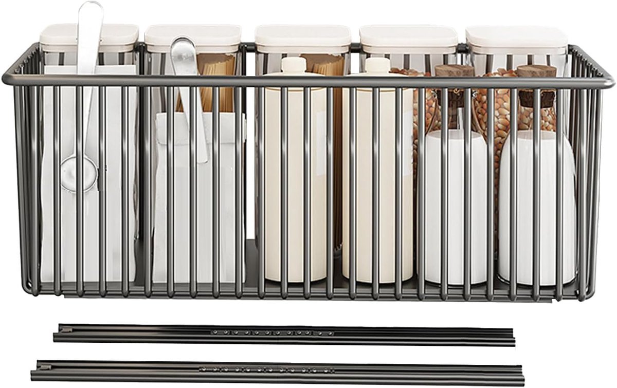 Kast Organizer - Keuken Opberger - Ruimte Besparen - Uittrekbaar Ontwerp - 41x15.3x16cm - Zwart