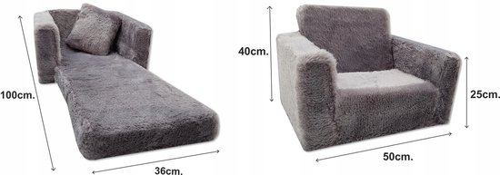 Kinderstoel Zitbank Opvouwbaar Zachte Puf voor Kinderen, Multifuntionele Relaxstoel en Matras, grafiet — afbeelding 2