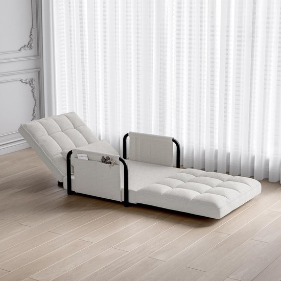 5-position sleeping chair, bed function, armrest and backrest, pull-out sofa bed, adjustable single chair with side pocket, 180 x 82 x 15 cm — afbeelding 3