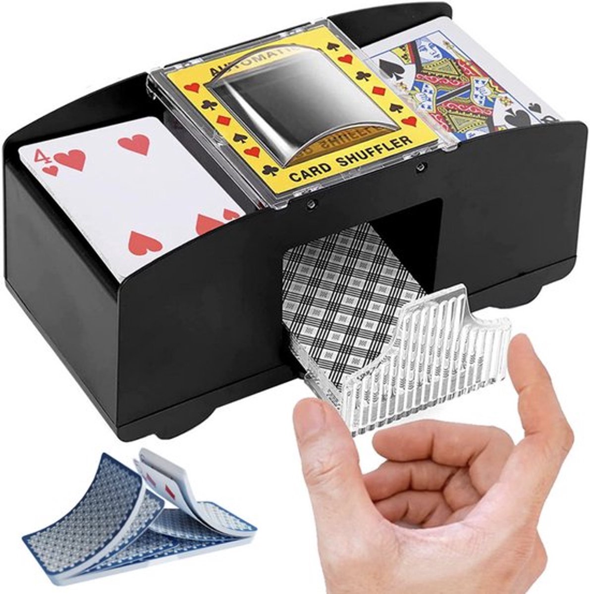 Elpatron.nl Elektrische Kaartenschudmachine Automatisch Geschikt voor 2 Decks Speelkaarten Voor Poker Blackjack en Bridge Duurzame Kaartenschudder Voor Thuis en Spelavonden-Automatische - poker- kaart- kaarten-