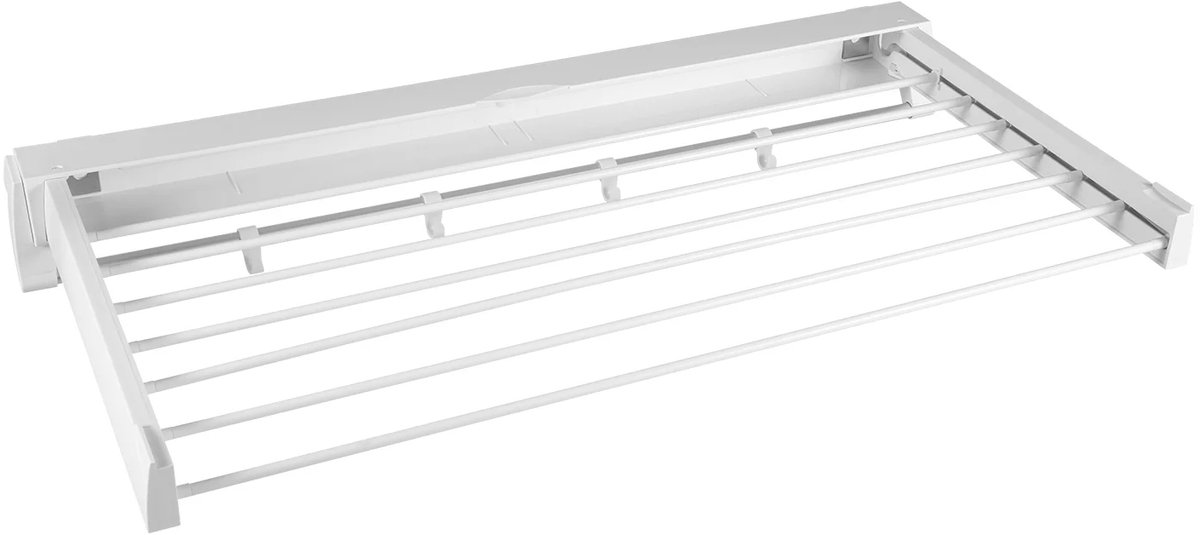 Wanddroogrek Intrekbaar 84 cm - Opvouwbaar Wasrek - Aluminium Droogstang - Ruimtebesparend Design - Wit