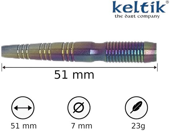 Steeldartpijlen Keltik Darian 23g Rainbow â€“ 90% Tungsten van Merkloos — afbeelding 3