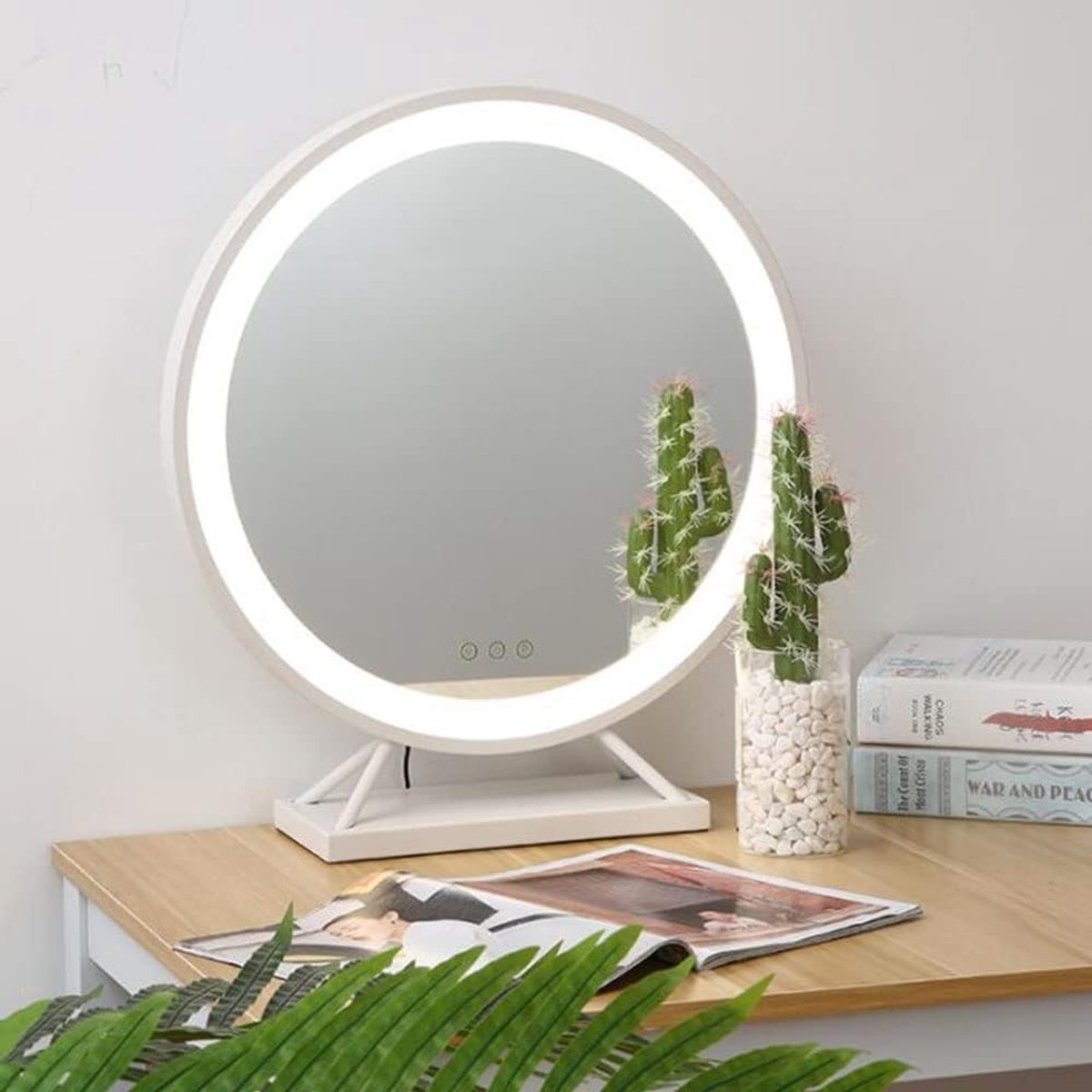 Verlichte Make-up Spiegel - Hollywood Spiegel - Dagelijkse Make-up - Instelbare Kleurmodi - 483 cm Diameter - Wit