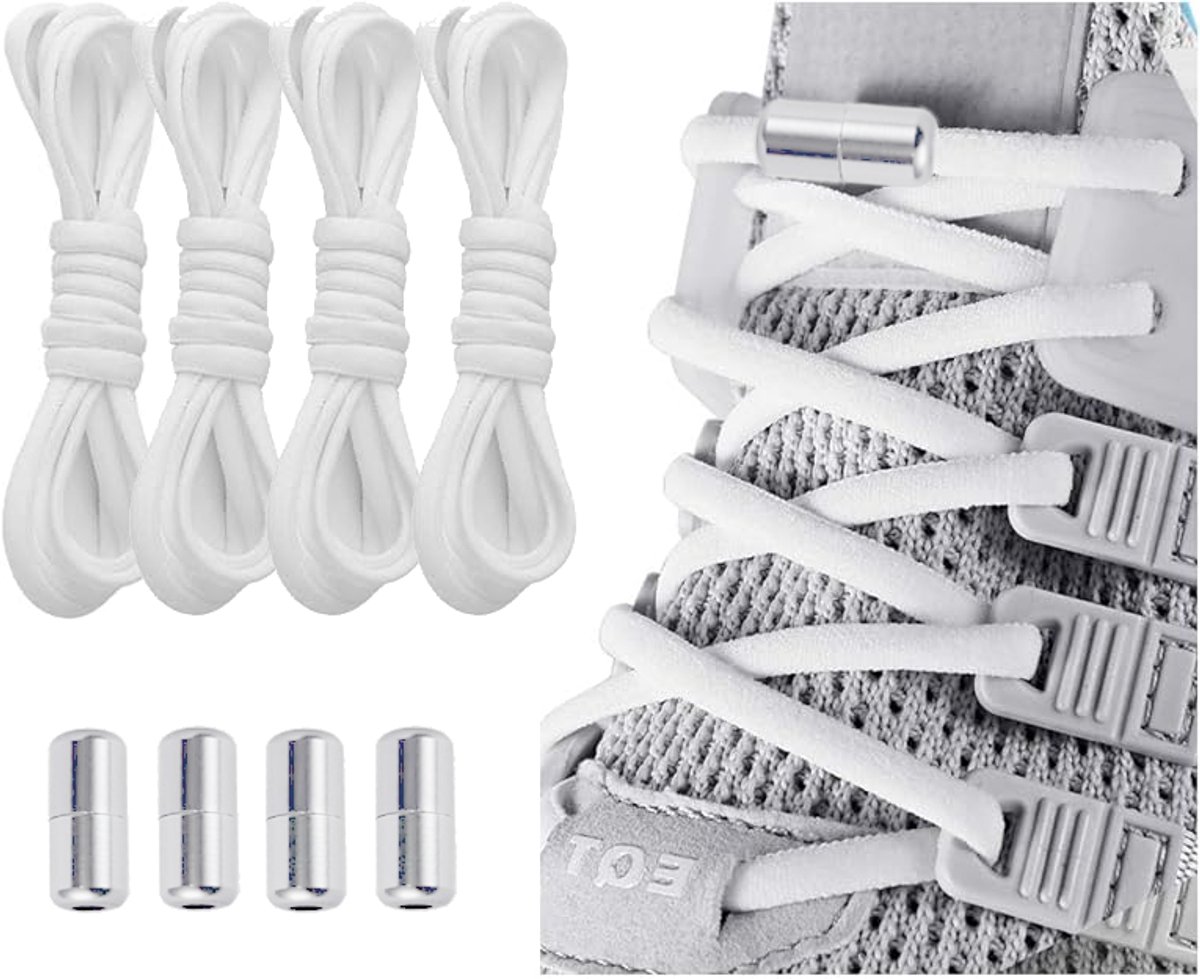 Elastische Schoenveters met Metalen Draaisluiting - Zonder Strikken - Comfortabele Elastische Veters voor Kinderen, Volwassenen & Senioren - Instap Schoenen Systeem