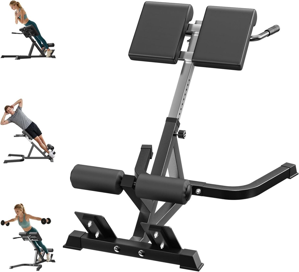 Romeinse Stoel - Rugverlengbank Fitness - Onderrug Bilspieren - Opvouwbaar Ontwerp - 300 kg Capaciteit - Zwart