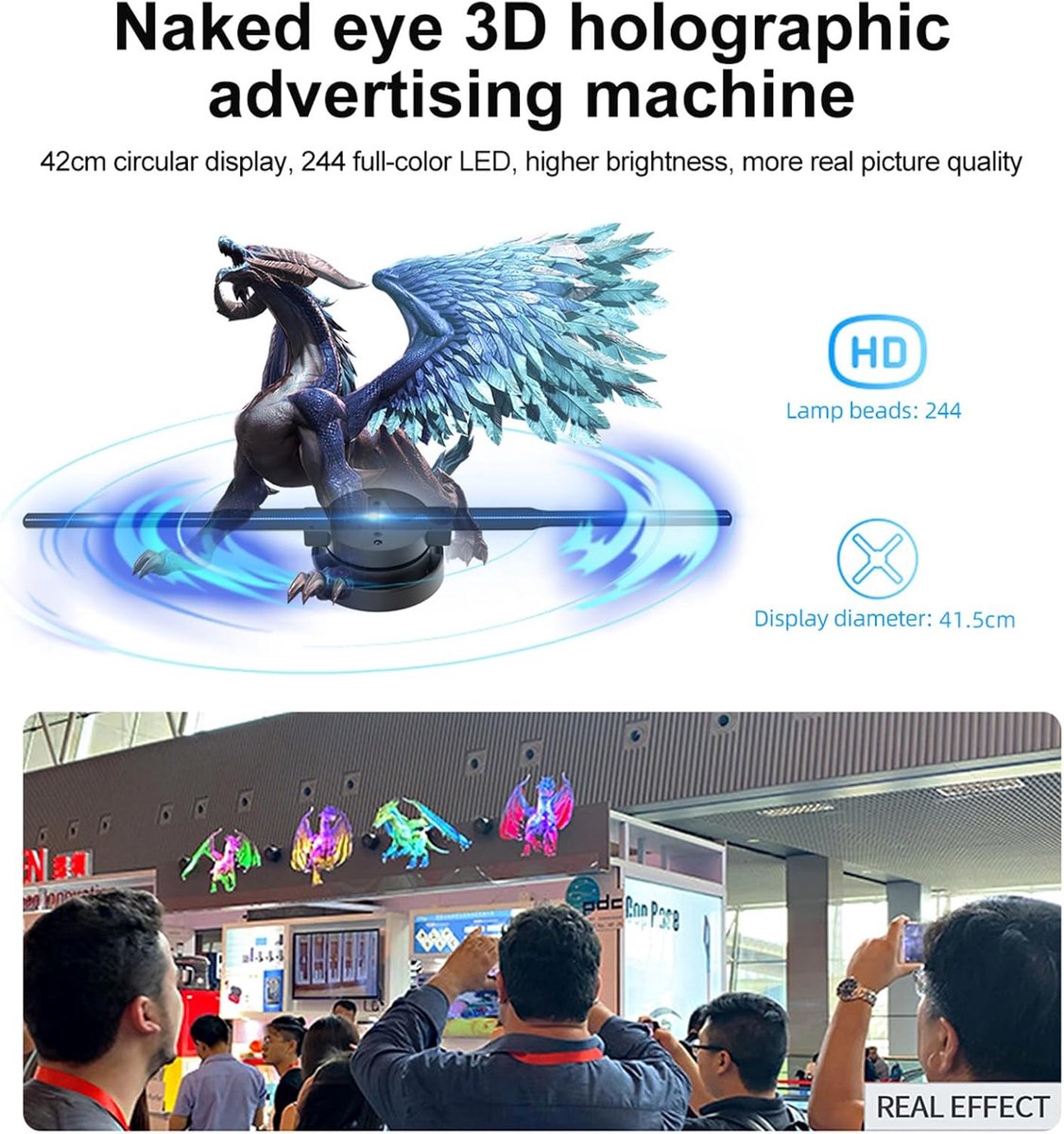 Holografische Fan - 3D Display - Reclame Tonen - App Bediening - 42cm Scherm