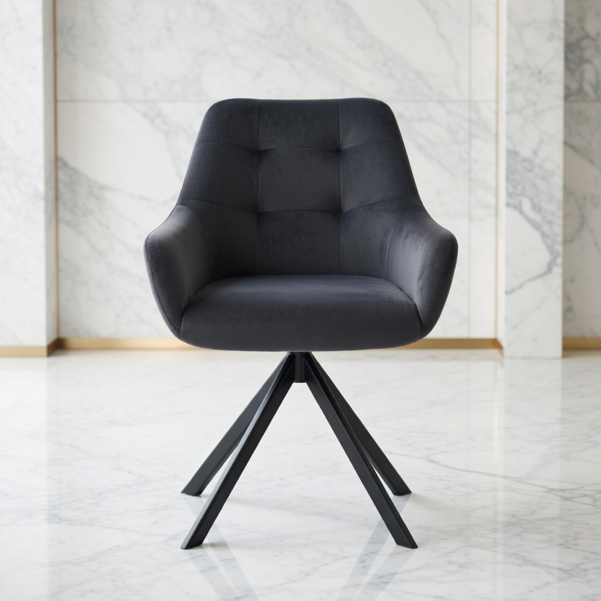 Draaibare Eetkamerstoelen met Armleuningen en Rugleuning – Set van 2 Luxe Fluwelen Stoelen voor Eetkamer, Keuken, Woonkamer en Thuiskantoor – Comfortabele Designstoelen met Metalen Frame – Beweegbaar 360° – NOVIHOME