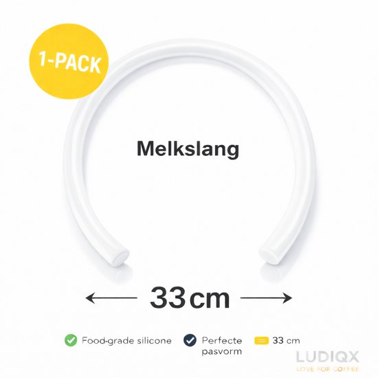 Witte melkslang, 33 cm lang, van food-grade siliconen.
