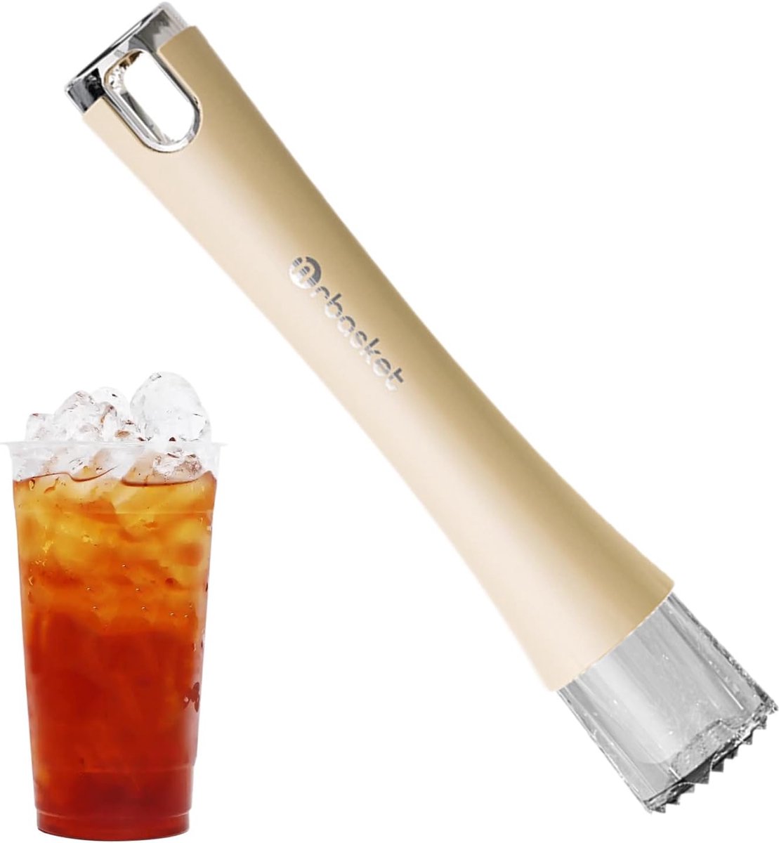 Cocktail stamper - Fruit pers ijs - Drankjes maken - Antislip handvat - 20 x 3 cm - geel
