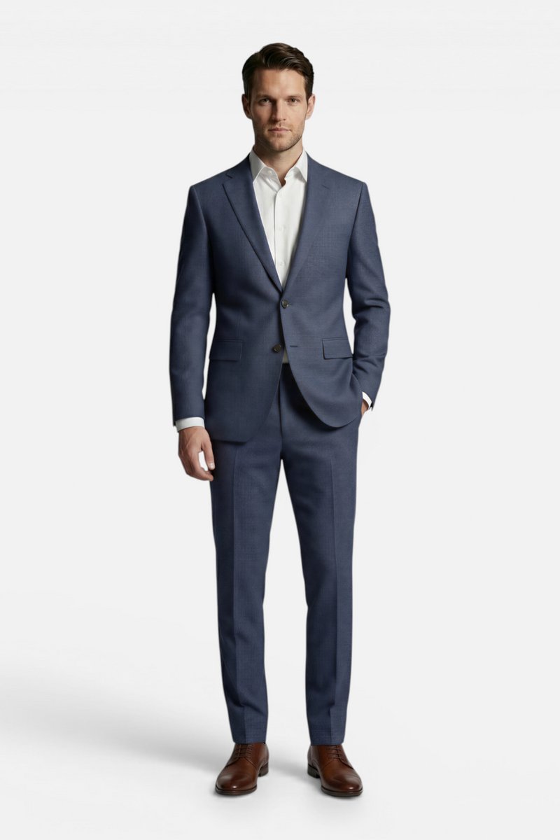 GENTS - pak / kostuum 2-delig birdseye structuur blauw - Polyblend - Blauw - Maat 46/M