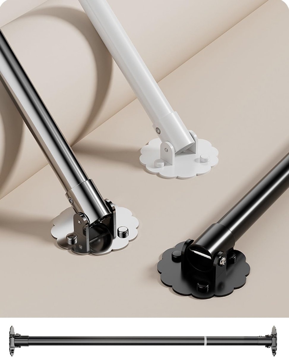 Kledingstang Beugel - Garderobe Steun - Schuine Ruimte - Verstelbare Lengte - 55-75cm - Zwart