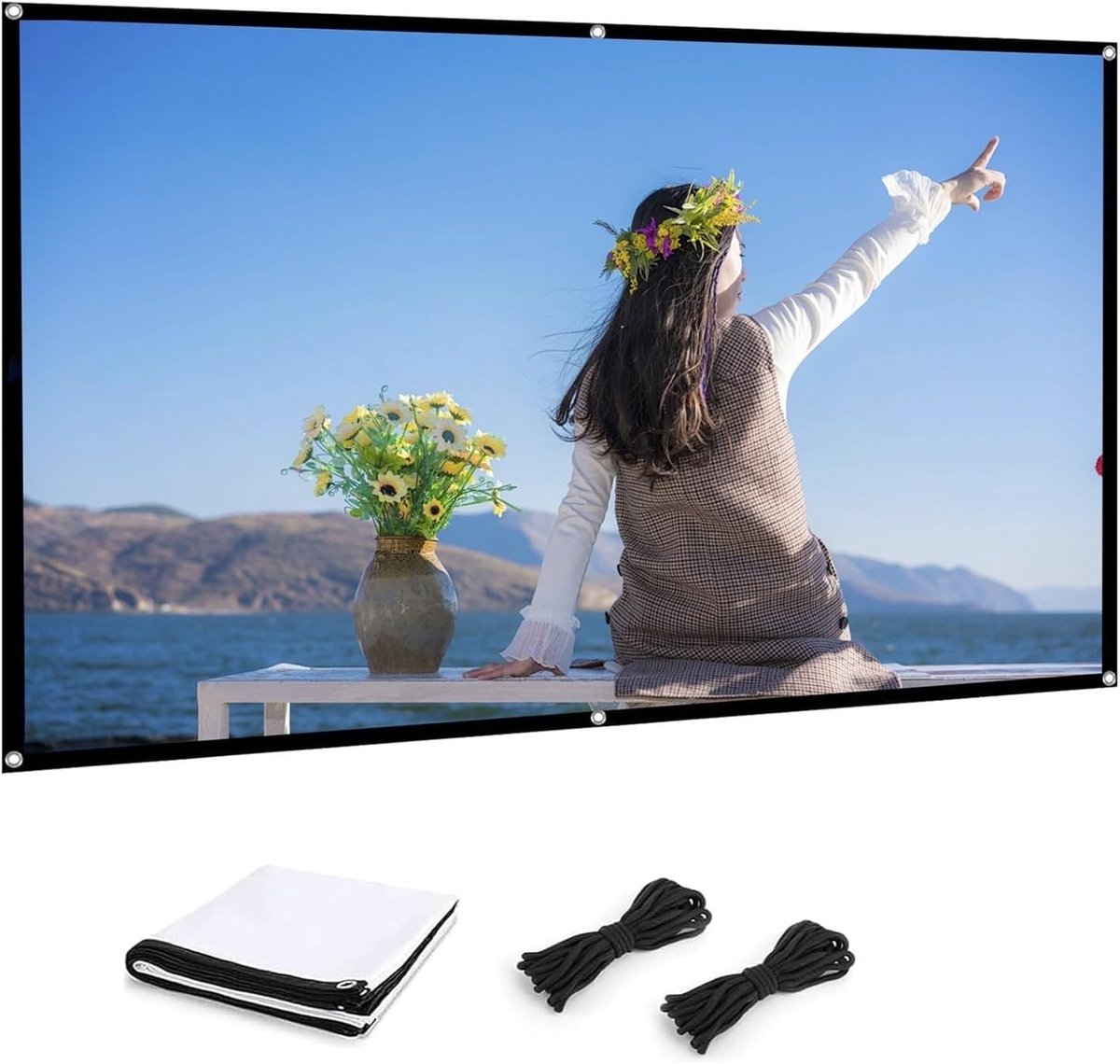 Draagbaar Projectiescherm - Beamer Scherm - Thuisbioscoop Presentatie - Kreukvrij Wasbaar - 60 Inch 16:9 - Wit