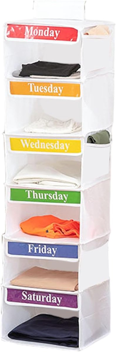 Kledingorganizer Kinderen - Weekplanner Kast - Kleding Snel Vinden - 6 Niveaus 3 Vakken