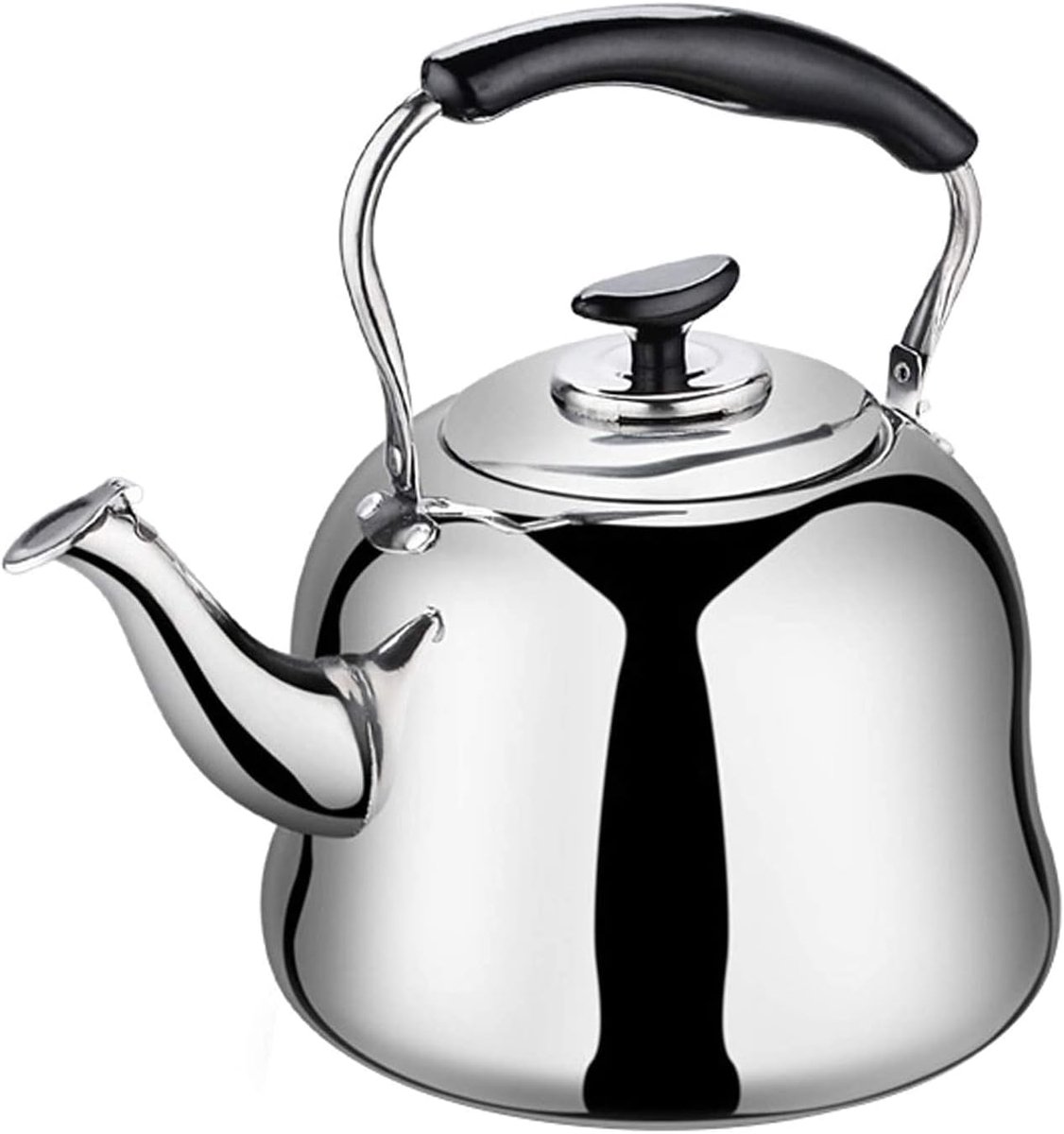 Roestvrijstalen Fluitketel - Theepot Waterkoker - Water Koken - Verdikte Bodem - 5 Liter - Zilver