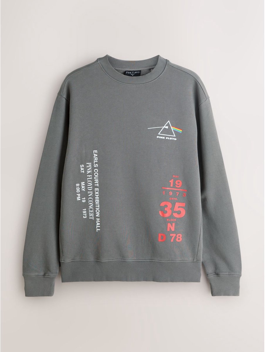 Next - Heren - Sweatshirt met ronde hals en Pink Floyd Licence grafische print - Grijs