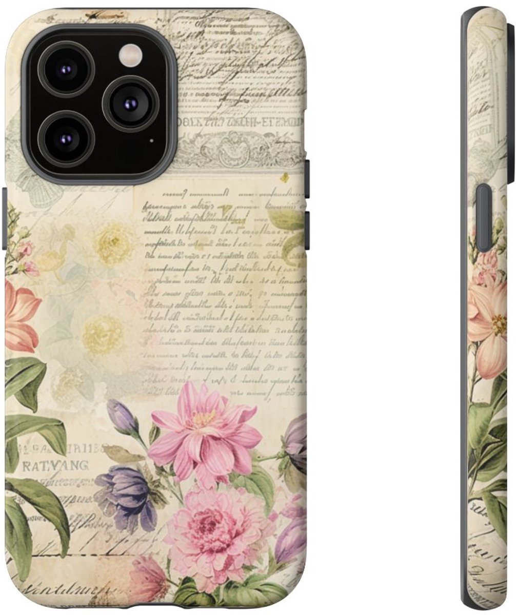 Vintage Bloemen Collage – Telefoonhoesje Geschikt voor iPhone 14 Pro Max