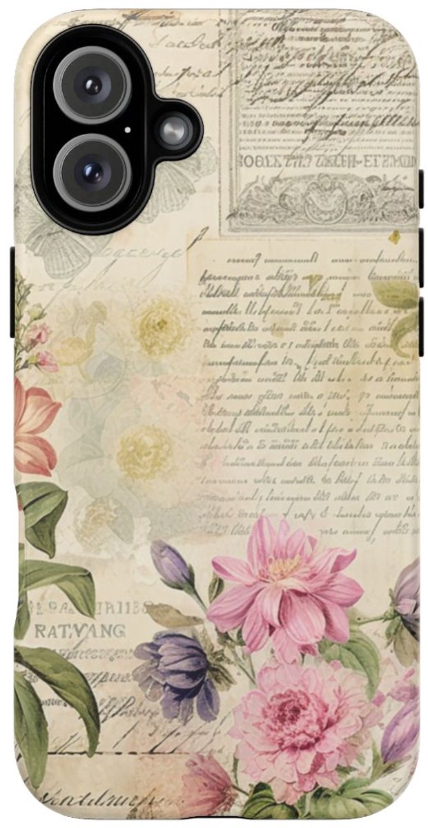 Vintage Bloemen Collage – Telefoonhoesje Geschikt voor iPhone 16 Plus