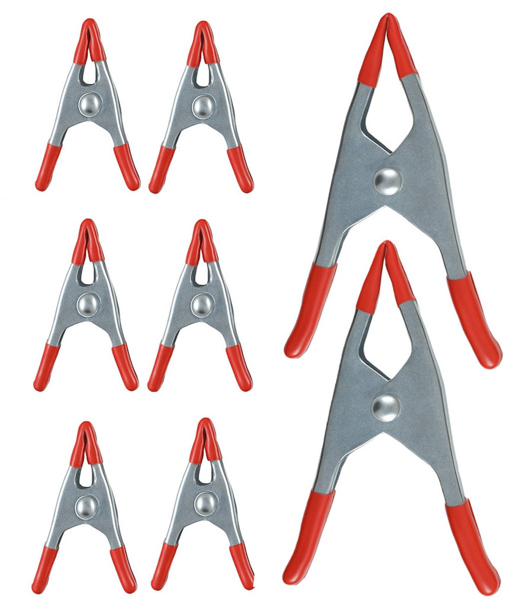 FX Tools Zeilklemmen - 16x stuks - in 2 maten - lijmklemmen - marktklemmen - metaal - veerklemmen
