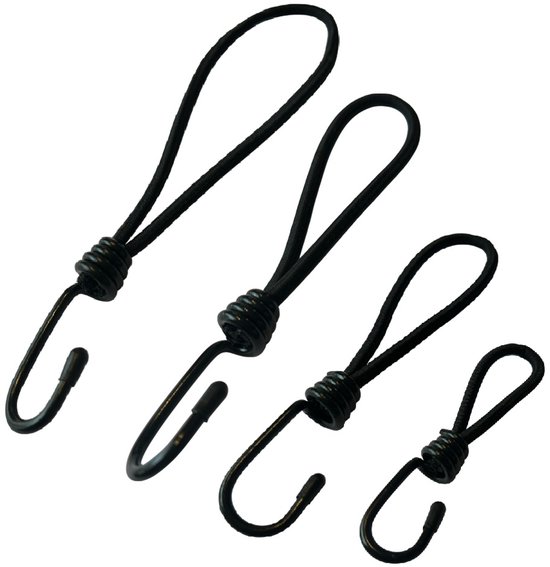 Spanelastiek met haak - 25 st- 13 cm - Zwart - tent - boot - schaduwdoek van ProPlus — afbeelding 3