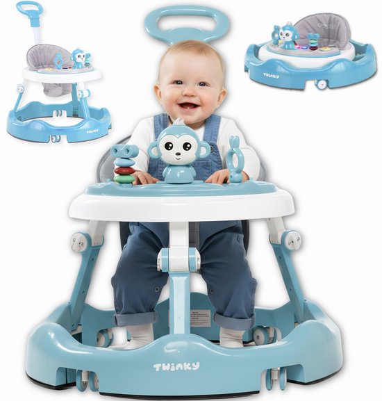 Twinky® Loopstoel Baby – Inklapbare Loopwagen met 3-delige speelset – Babywalker & Loopstoeltje inclusief Voetenmat en Steel