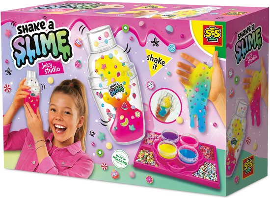 SES Creative Shake a Slime - Juicy studio - Slijm - Glutenvrij - Goed Uitwasbaar - Voor Kinderen Vanaf 5 Jaar - 4x140g