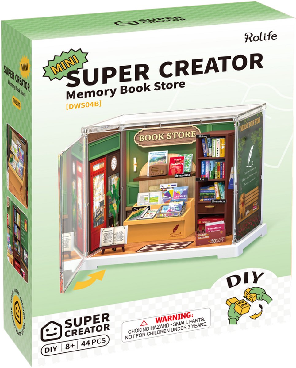 Robotime Memory Book Store - Rolife Mini Super Creator - DWS04B - Miniatuurhuisjes - Bouwpakket - Knutselen - Cadeautip