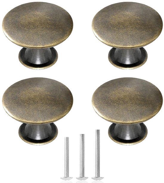 Encuryna Meubelknoppen vintage, 8 stuks ladeknoppen, vintage brons, kastknoppen, trekgreep met schroeven voor lade, keuken, badkamer, kledingkast, commode