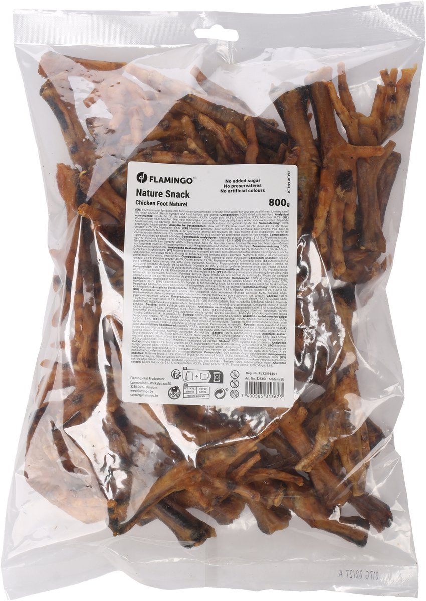 Flamingo hondensnack – Nature Kippenpoot – Glutenvrije hondensnack – 800g – Natuurlijk kauwplezier