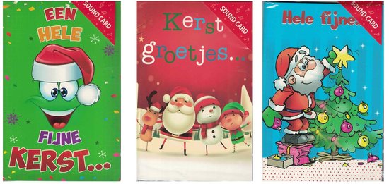 Wenskaart - muziekkaart - set van 3 - 3 kerstkaarten - 3 muziekkaarten - 3 kerstkaarten met kerstmuziek - Sound card - fijne kerst en een gelukkig nieuwjaar - kerstgroetjes - hele fijne feestdagen en een schitterend nieuwjaar