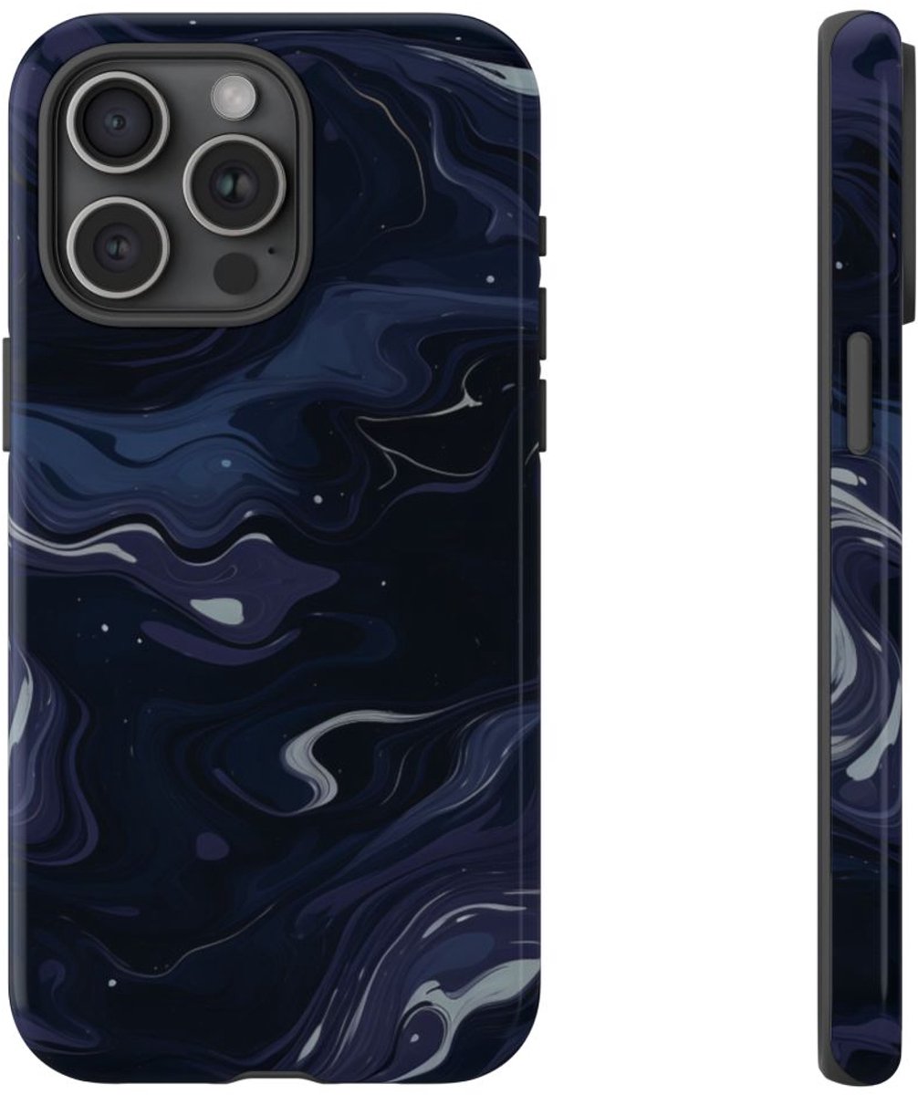 Donker Abstract Wervelend Patroon – Telefoonhoesje Geschikt voor iPhone 15 Pro Max