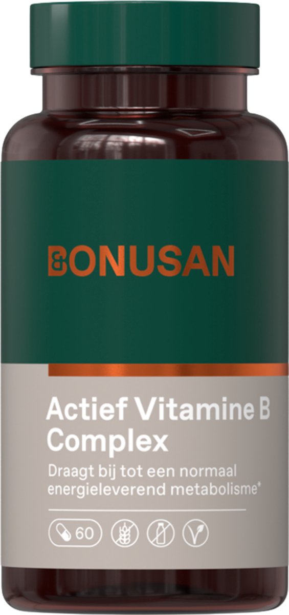 BONUSAN Actief Vitamine B-complex – 60 Capsules – B-vitaminen + Choline, Inositol en Vitamine C