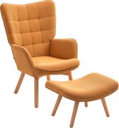 Fauteuil d'appoint HOMCOM - avec repose-pieds - rembourré - avec accoudoirs - marron