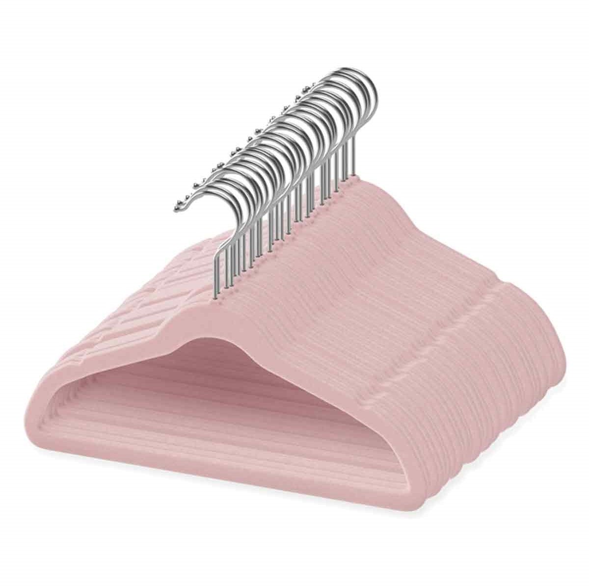 EXCITAT Kledinghanger - Universeel te gebruiken voor alle soorten kleding - 30 cm - 360 graden draaibaar - Ultradun antislip design - 10 stuks - Lichtroze