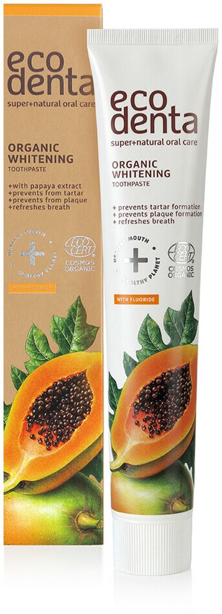 Ecodenta Tandpasta Organic Whitening Papaja - 3 x 75 ml - Voordeelverpakking