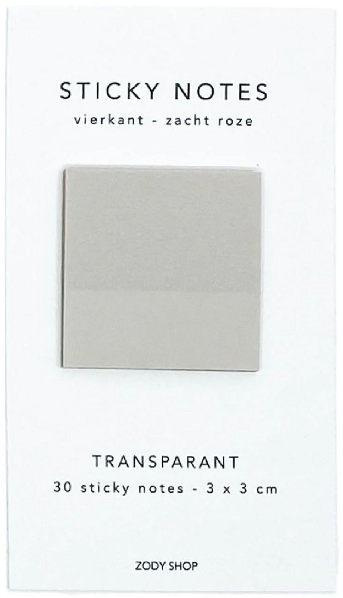 Transparante Sticky Notes Vierkant Klein – Zacht roze – 3 x 3 cm – 5 x 30 stuks