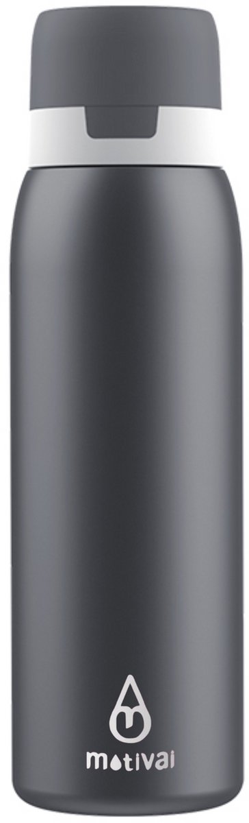 Motivai RVS Waterfles met Filter – 750ML – BPA-vrij & Herbruikbaar – Zuiveringsfles voor Schoon Drinkwater – Dubbelwandige Drinkfles – Zwart