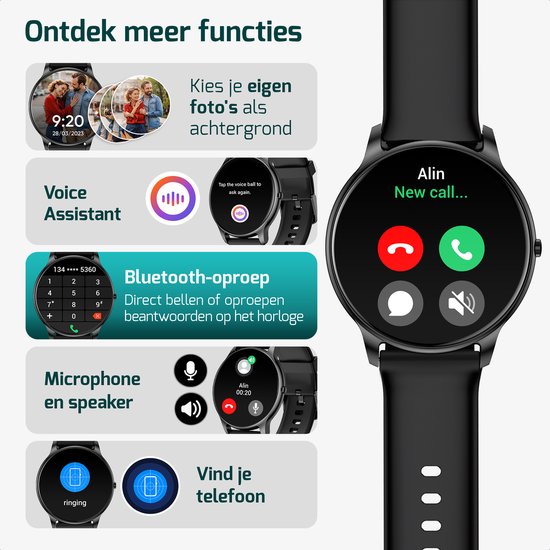 FITAGE Montre de sport - Smartwatch - Tracker d'activité - GPS - Zwart