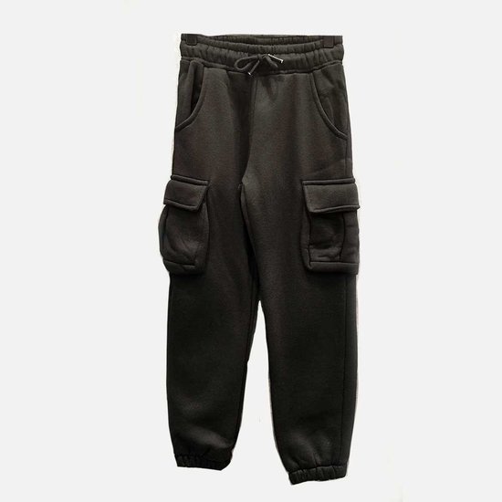 Unisex Joggingbroek met Cargo Pockets – Jongens & Meisjes – Maat 134/140 – Zwart - Goede kwaliteit