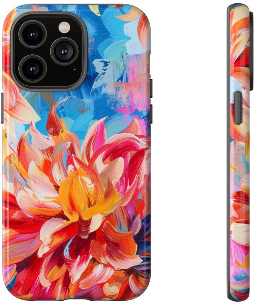 Levendig Abstract Bloemenpatroon – Telefoonhoesje Geschikt voor iPhone 14 Pro Max
