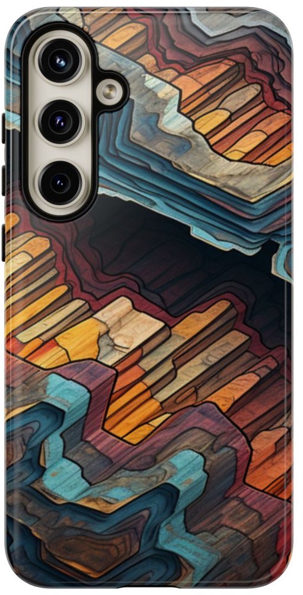 Gelaagde Abstracte Geologische Textuur – Telefoonhoesje Geschikt voor Galaxy S24 Plus